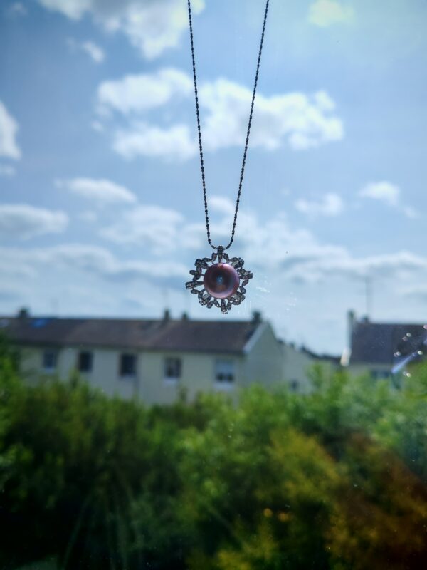 Collier avec argent sterling plaqué or blanc