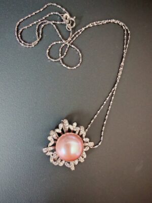 Collier avec argent sterling plaqué or blanc