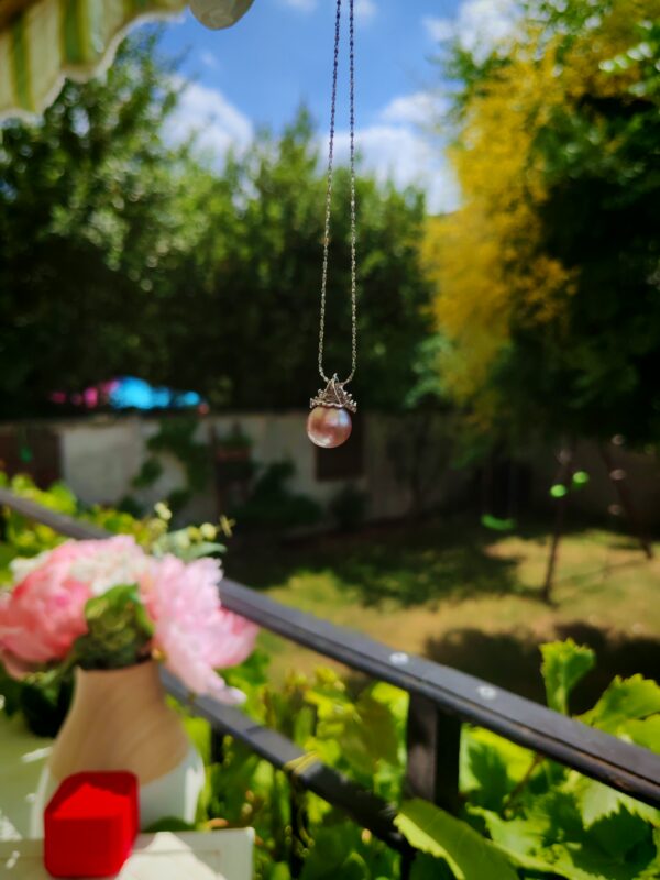 Collier perle violet argent sterling  plaqué or 18 carats