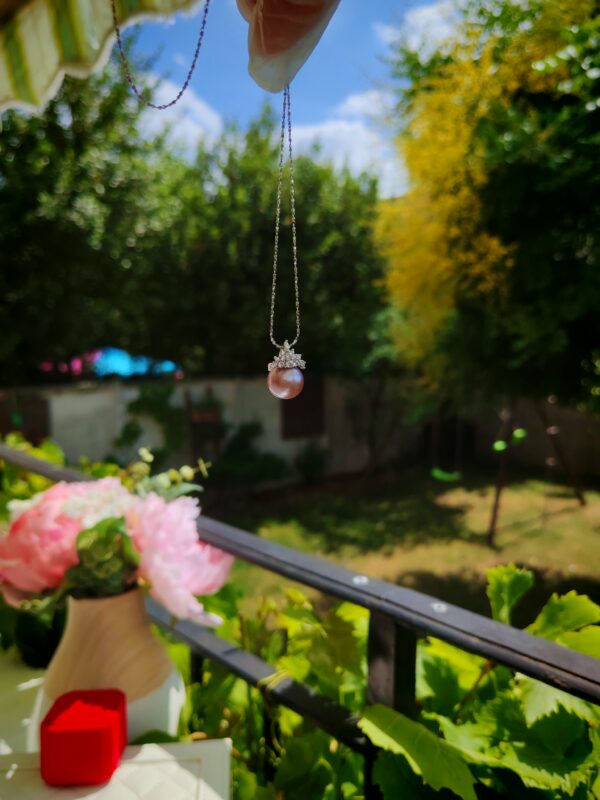 Collier perle violet argent sterling  plaqué or 18 carats