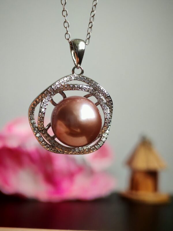 Collier perle pendentif argent sterling plaqué or 18k