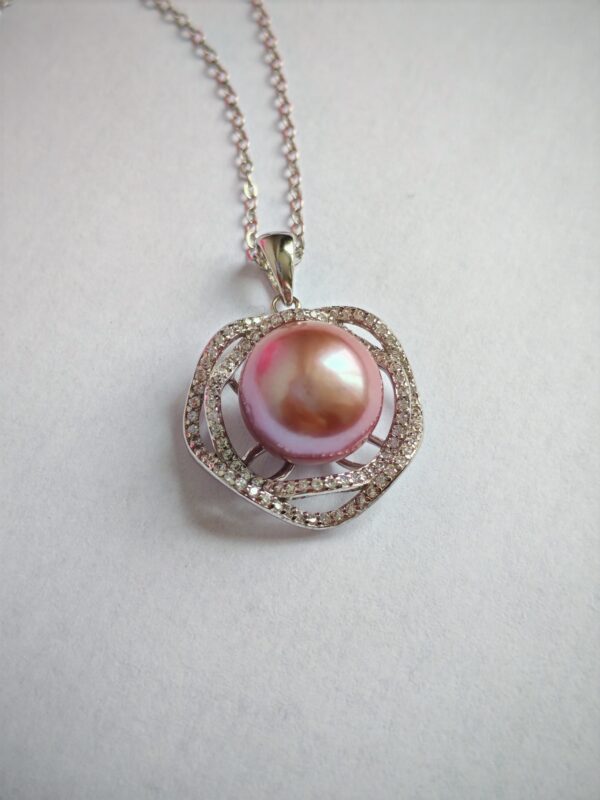 Collier perle pendentif argent sterling plaqué or 18k