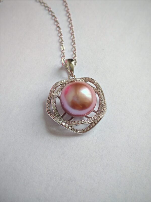 Collier perle pendentif argent sterling plaqué or 18k