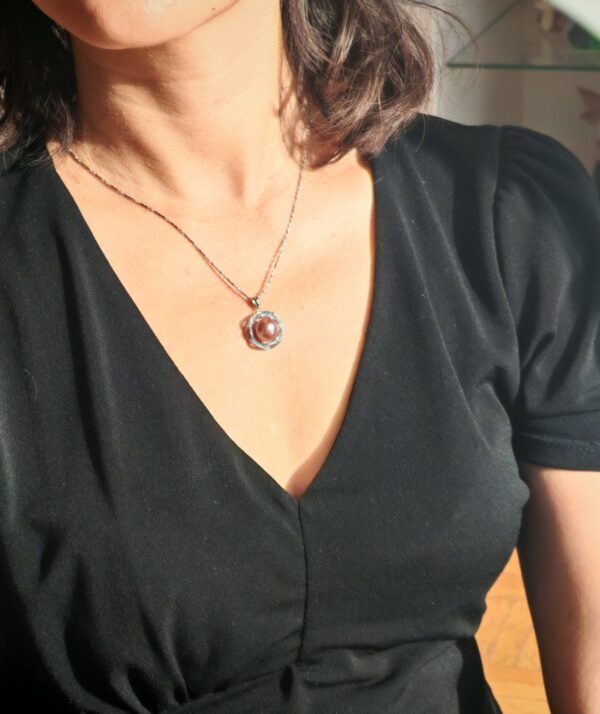 Collier perle pendentif argent sterling plaqué or 18k