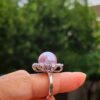 Bague perle d'eau douce en argent plaqué or blanc , bijoux faits main, cadeau pour femme