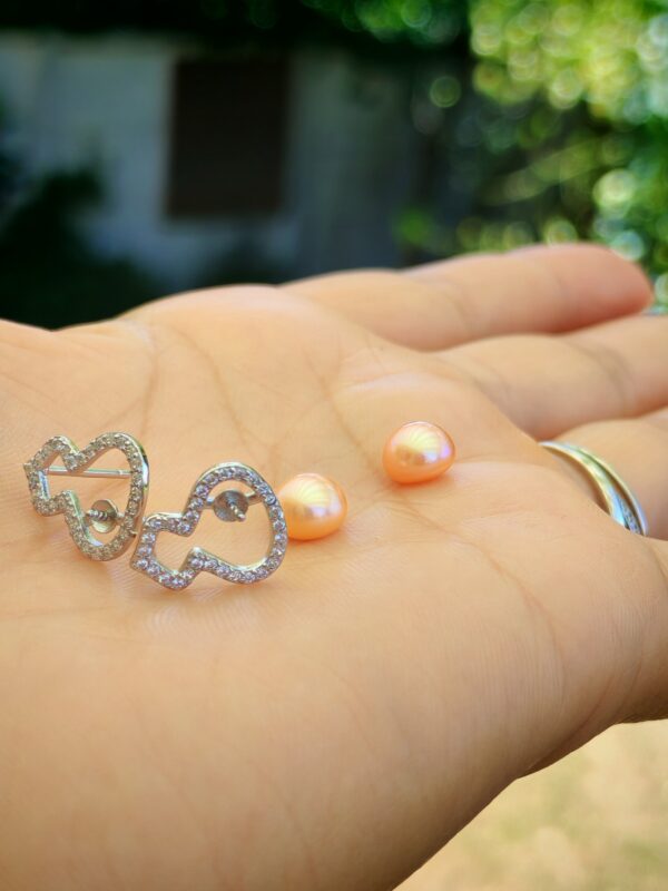 Boucles d'oreilles calebasse perle en argent sterling plaqué  or blanc