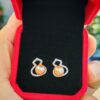 Boucles d'oreilles calebasse perle en argent sterling plaqué  or blanc