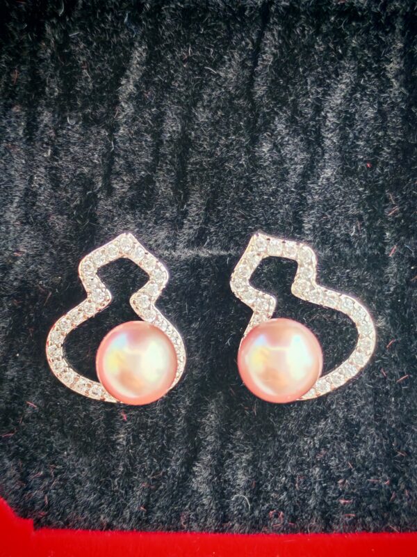 Boucles d'oreilles calebasse perle en argent sterling plaqué  or blanc