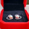 Boucles d'oreilles calebasse perle en argent sterling plaqué  or blanc