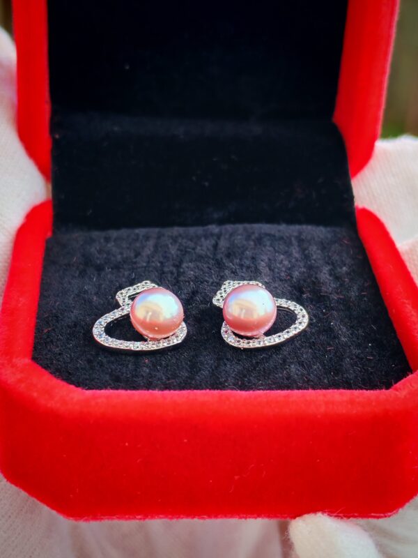 Boucles d'oreilles calebasse perle en argent sterling plaqué  or blanc