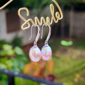 Boucles d'oreilles perle d'eau douce en argent, bijoux faits main, cadeau élégant pour femme – Argent 925 – Bijou fait main – Cadeau femme