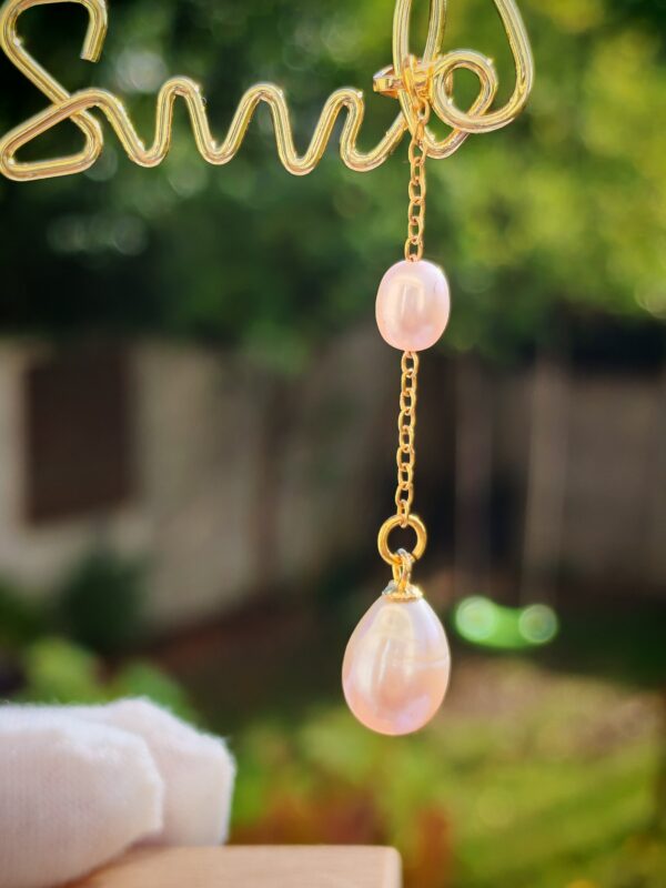 Collier pendentif perle violet champagne  plaqué or 14 carats