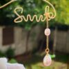 Collier pendentif perle violet champagne  plaqué or 14 carats