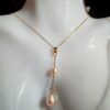 Collier pendentif perle violet champagne  plaqué or 14 carats