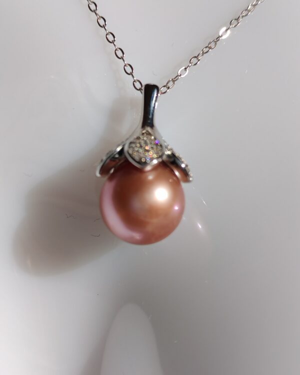 Collier Collier perle violet argent sterling plaqué or blanc