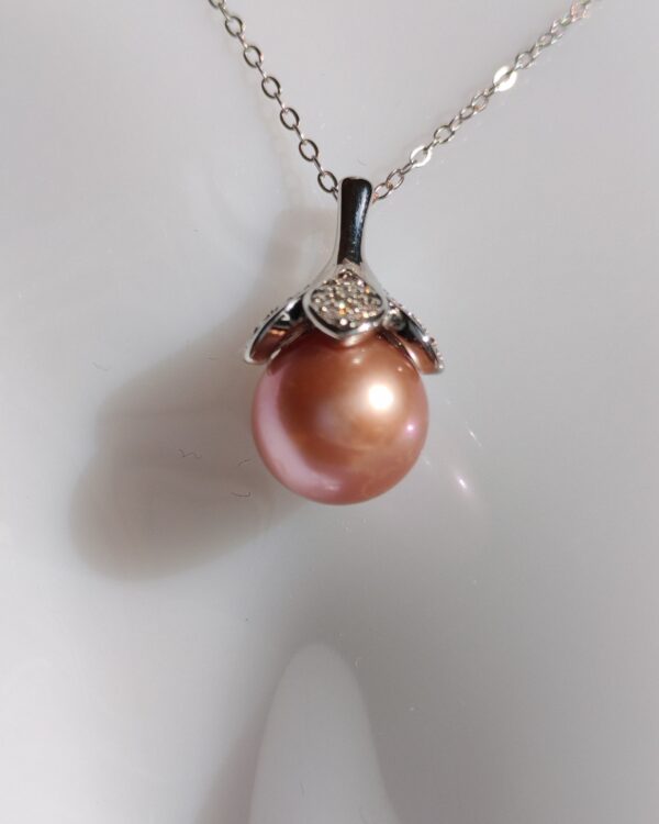 Collier Collier perle violet argent sterling plaqué or blanc
