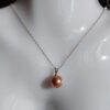 Collier pendentif perle violet rose argent sterling plaqué or blanc