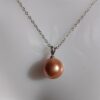 Collier pendentif perle violet rose argent sterling plaqué or blanc