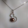 Collier pendentif perle violet argent sterling plaqué or blanc