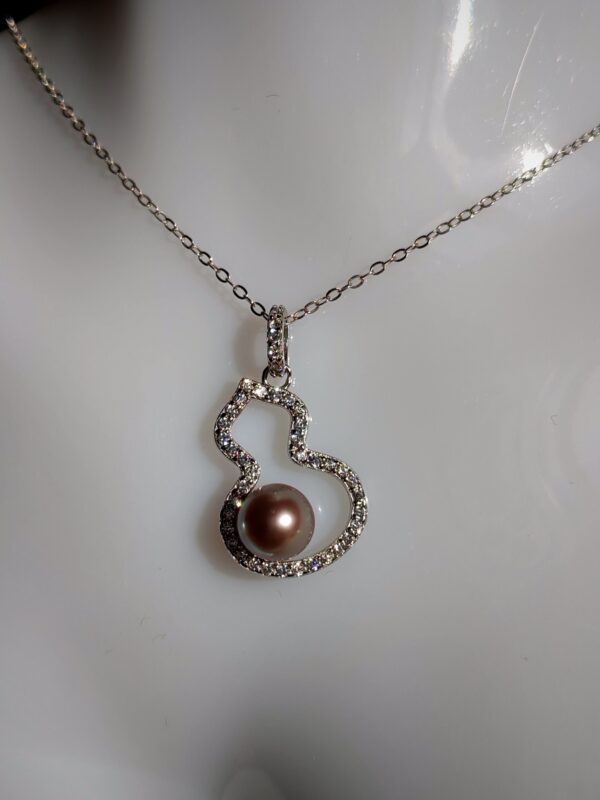 Collier pendentif perle violet argent sterling plaqué or blanc