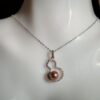 Collier pendentif perle violet argent sterling plaqué or blanc