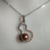 Collier pendentif perle violet argent sterling plaqué or blanc