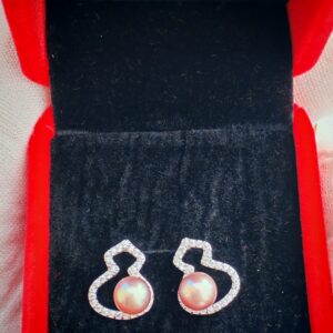 Boucles d'oreilles calebasse perle en argent sterling plaqué  or blanc