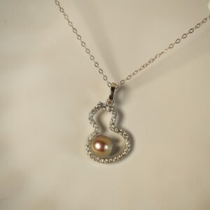 Collier pendentif perle violet argent sterling plaqué or blanc