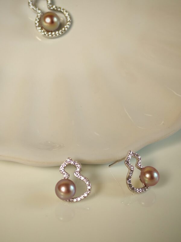 Collier pendentif perle violet argent sterling plaqué or blanc