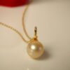 Collier pendentif  perle argent sterling plaqué or 18 k