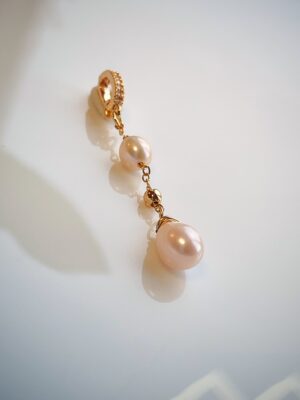 Collier pendentif perle violet champagne  plaqué or 14 carats