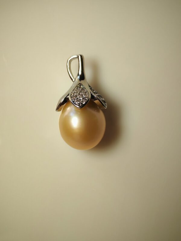 Collier pendentif perle argent sterling plaqué or blanc