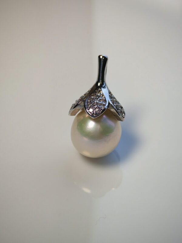 Collier pendentif perle argent sterling plaqué or blanc