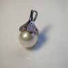 Collier pendentif perle argent sterling plaqué or blanc