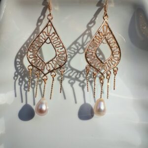 Boucles d'oreilles perle d'eau douce en plaqué or 14, bijoux faits main, cadeau élégant pour femme – Bijou fait main – Cadeau femme