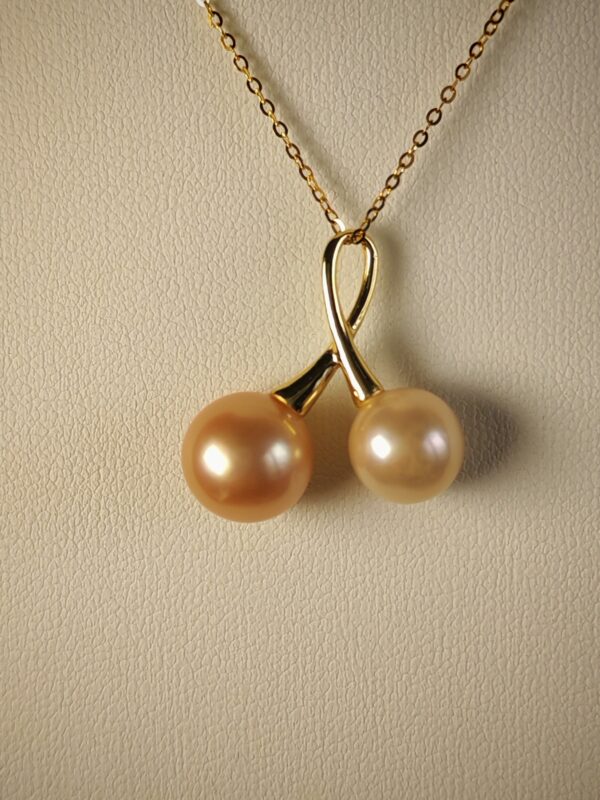 Collier pendentif double perles argent sterling plaqué or