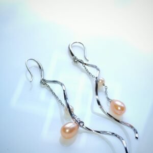 Boucles d'oreilles perle d'eau douce en argent, bijoux faits main, cadeau élégant pour femme – Argent 925 – Bijou fait main – Cadeau femme