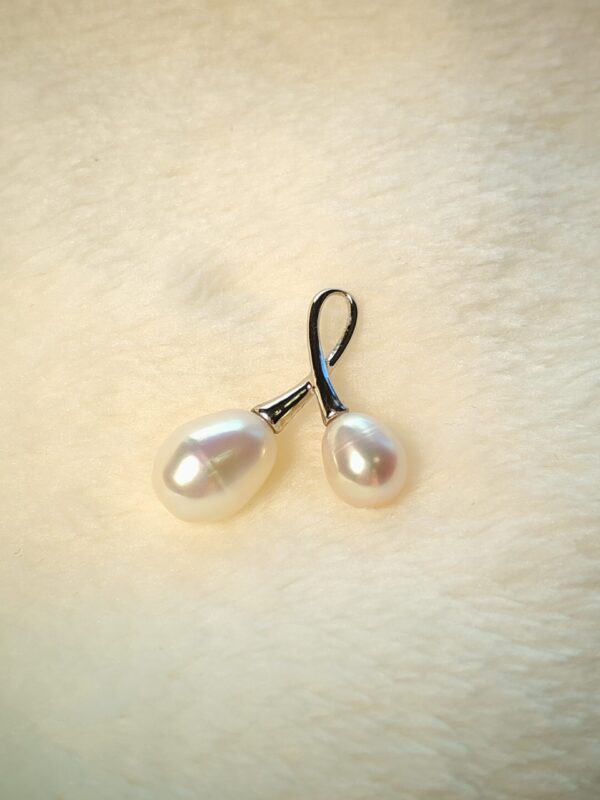 Collier pendentif double perles argent sterling plaqué or