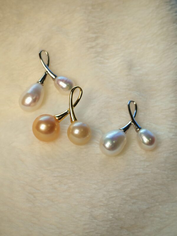 Collier pendentif double perles argent sterling plaqué or