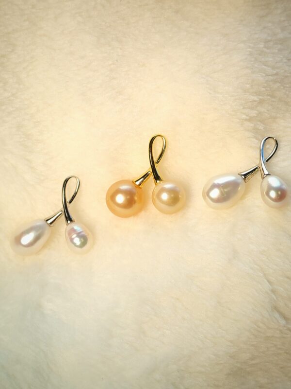 Collier pendentif double perles argent sterling plaqué or