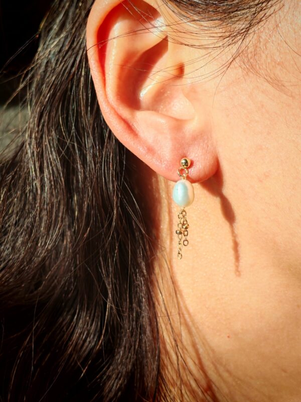 Boucles d'oreilles perle d'eau douce en plaqué or 14, bijoux faits main, cadeau élégant pour femme – Bijou fait main – Cadeau femme