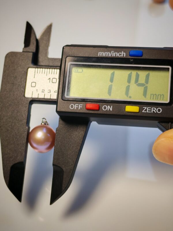 Collier pendentif perle rose argent sterling plaqué or blanc