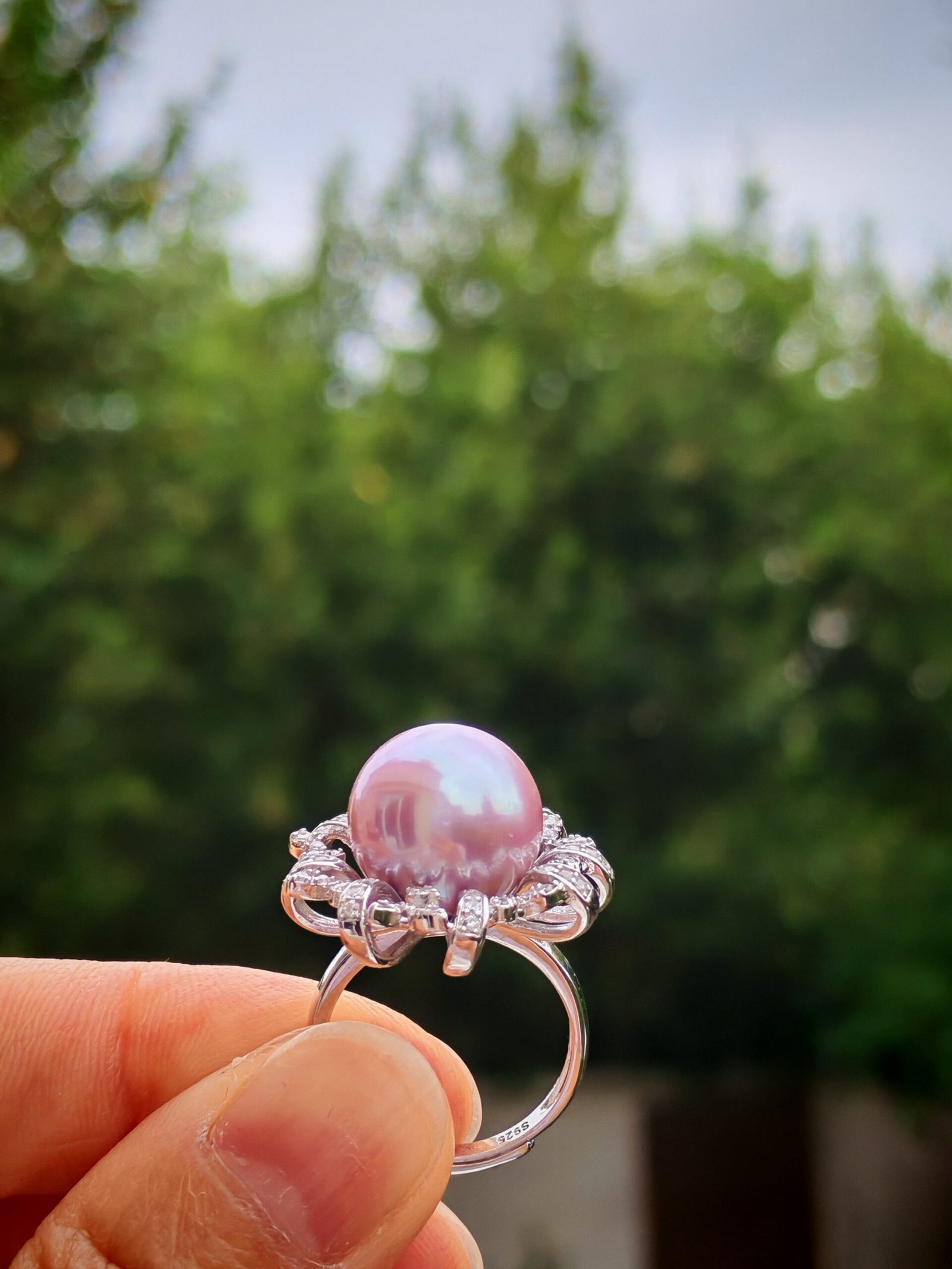 Bague perle d'eau douce en argent plaqué or blanc , bijoux faits main, cadeau pour femme - Image 2