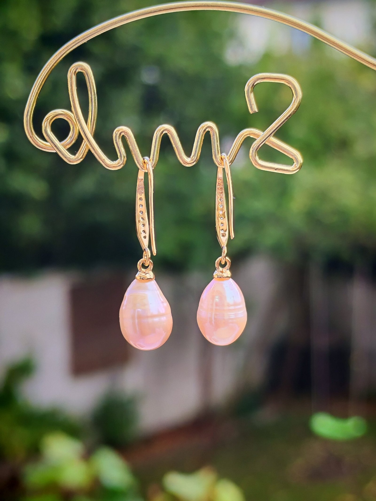 Boucles d'oreilles perle d'eau douce en argent, bijoux faits main, cadeau élégant pour femme – Argent 925 – Bijou fait main – Cadeau femme - Image 4