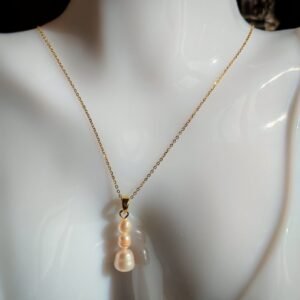 Collier pendentif perle plaqué or 14 carats