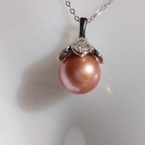 Collier pendentif perle argent sterling plaqué or blanc