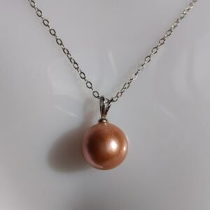 Collier pendentif perle violet rose argent sterling plaqué or blanc