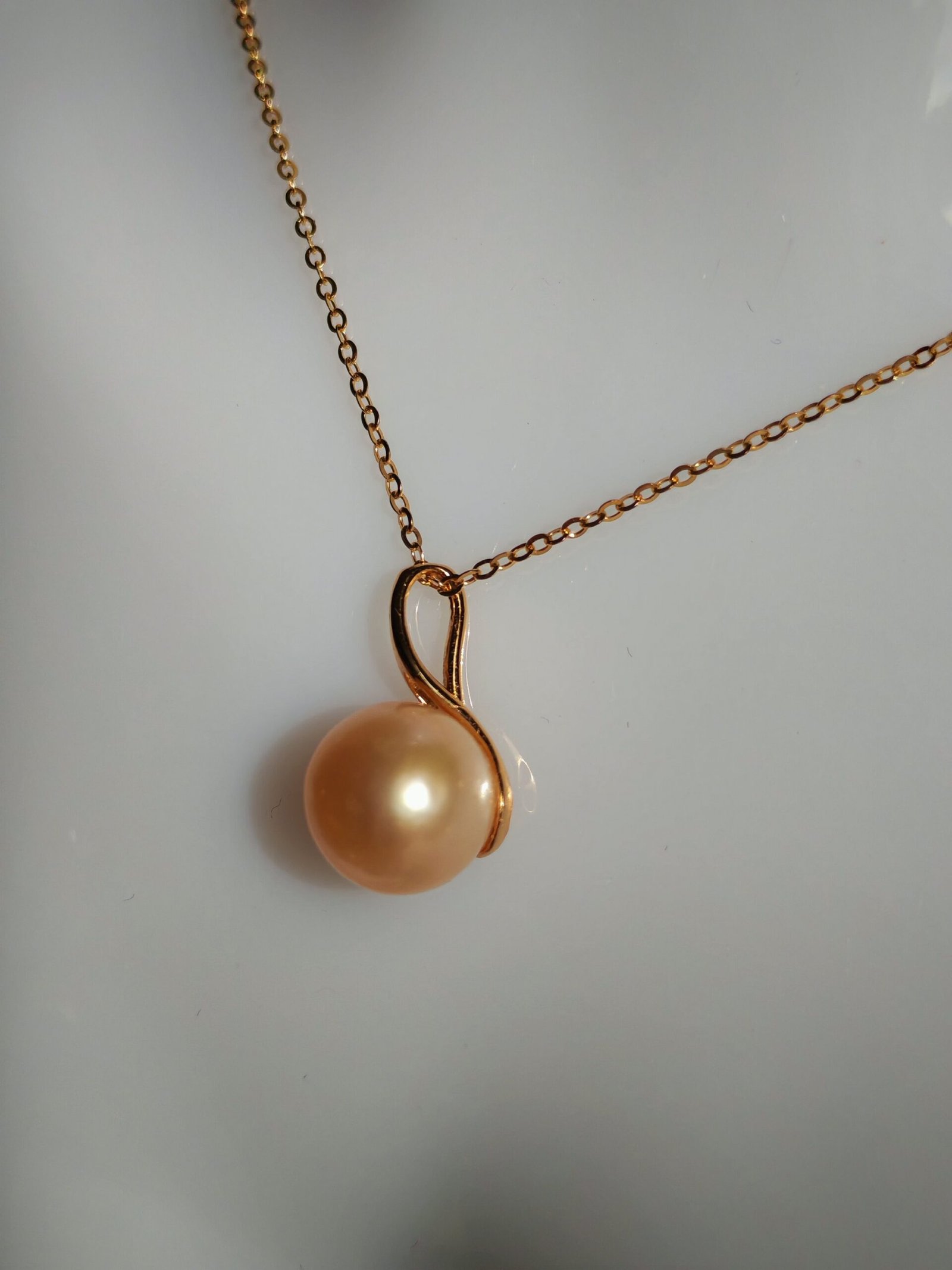 Collier pendentif perle argent sterling plaqué or 18 k - Image 3