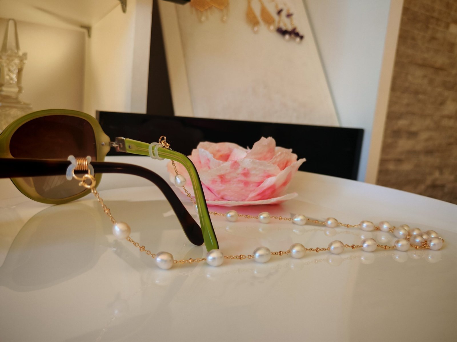 Collier lunettes plaqué or 14 carats - Image 8