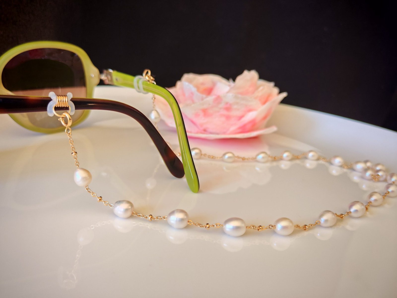 Collier lunettes plaqué or 14 carats - Image 10